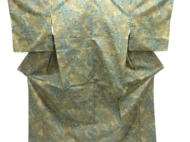 樹木模様織り出し手織り紬着物